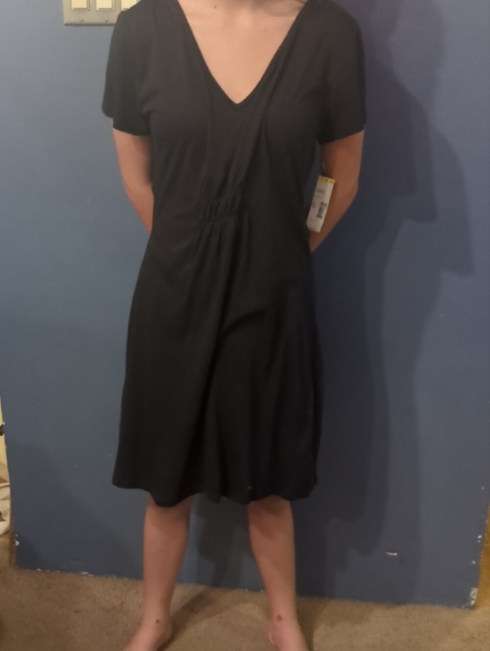 Women’s S Cotton Modal Covington Black Short Sleeve VNeck Sleep Dress Nightgown